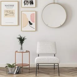 Drawer Fauteuils Fauteuil Design En Tissu Bouclette Et Métal Ecru -Fauteuils Shop fauteuil design en tissu bouclette et metal ecru 5