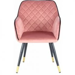 ReCollection Fauteuils Fauteuil Design Rembourrée Velours Rose Pieds Noir Et Doré -Fauteuils Shop fauteuil design rembourree velours rose pieds noir et dore 2