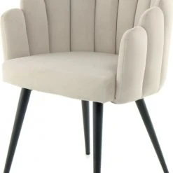 ReCollection Fauteuils Fauteuil Design Rétro Rembourré En Velours Beige