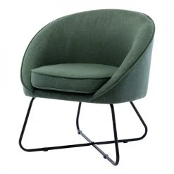 Moloo Fauteuils Fauteuil Design Tissu Vert Forêt Pieds Métal Noir