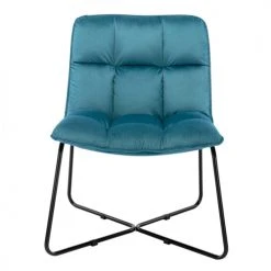 Moloo Fauteuils Fauteuil Design Velours Bleu Canard Pieds Métal Noir -Fauteuils Shop fauteuil design velours bleu canard pieds metal noir 10