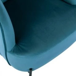 Moloo Fauteuils Fauteuil Design Velours Bleu Canard Pieds Métal Noir -Fauteuils Shop fauteuil design velours bleu canard pieds metal noir 3
