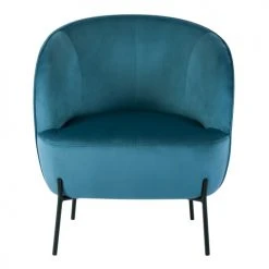 Moloo Fauteuils Fauteuil Design Velours Bleu Canard Pieds Métal Noir -Fauteuils Shop fauteuil design velours bleu canard pieds metal noir 4