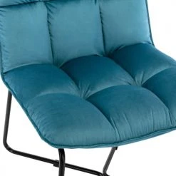 Moloo Fauteuils Fauteuil Design Velours Bleu Canard Pieds Métal Noir -Fauteuils Shop fauteuil design velours bleu canard pieds metal noir 8