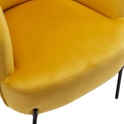 Moloo Fauteuils Fauteuil Design Velours Curry Pieds Métal Noir -Fauteuils Shop fauteuil design velours curry pieds metal noir 3