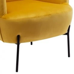 Moloo Fauteuils Fauteuil Design Velours Curry Pieds Métal Noir -Fauteuils Shop fauteuil design velours curry pieds metal noir 5