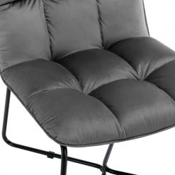 Moloo Fauteuils Fauteuil Design Velours Gris Pieds Métal Noir -Fauteuils Shop fauteuil design velours gris pieds metal noir 3