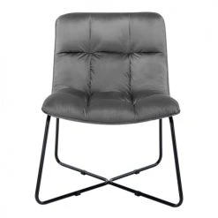 Moloo Fauteuils Fauteuil Design Velours Gris Pieds Métal Noir -Fauteuils Shop fauteuil design velours gris pieds metal noir 4