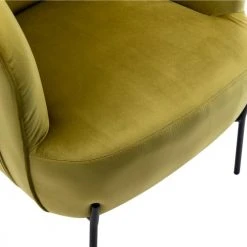 Moloo Fauteuils Fauteuil Design Velours Kaki Pieds Métal Noir -Fauteuils Shop fauteuil design velours kaki pieds metal noir 3