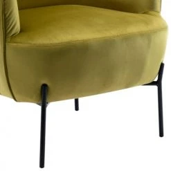 Moloo Fauteuils Fauteuil Design Velours Kaki Pieds Métal Noir -Fauteuils Shop fauteuil design velours kaki pieds metal noir 5