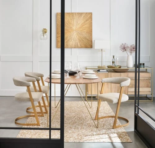 Fauteuil écru chiné et métal coloris laiton Maisons Du Monde Fauteuils Fauteuil écru Chiné Et Métal Coloris Laiton -Fauteuils Shop fauteuil ecru chine et metal coloris laiton 1000 5 24 187804 11