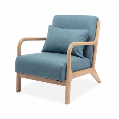 Alice's Garden Fauteuils Fauteuil En Bois Avec Tissu Bleu 65x 80x79cm 1 Alice's Garden Fauteuils Fauteuil En Bois Avec Tissu Bleu 65x 80x79cm