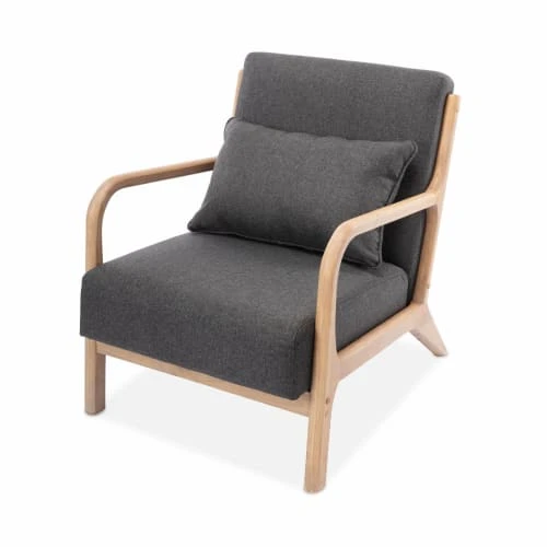 Fauteuil en bois avec tissu gris foncé 65x 80x79cm Alice's Garden Fauteuils Fauteuil En Bois Avec Tissu Gris Foncé 65x 80x79cm -Fauteuils Shop fauteuil en bois avec tissu gris fonce 65x