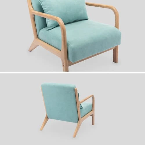 Fauteuil en bois avec tissu vert d'eau 65x 80x79cm Alice's Garden Fauteuils Fauteuil En Bois Avec Tissu Vert D'eau 65x 80x79cm -Fauteuils Shop fauteuil en bois avec tissu vert d eau 65x 80x79cm 4