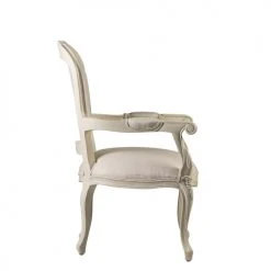 MOYCOR Fauteuils Fauteuil En Bois D'acajou Blanc Et Revêtement En Polyester Blanc -Fauteuils Shop fauteuil en bois d acajou blanc et revetement en polyester blanc 2
