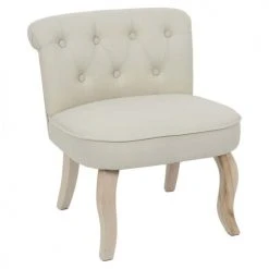 The Home Deco Factory Fauteuils Fauteuil En Bois Et Tissu Eleonore Beige