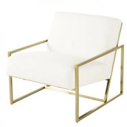 Maisons Du Monde Fauteuils Fauteuil En Coton Blanc Et Pieds En Métal Doré