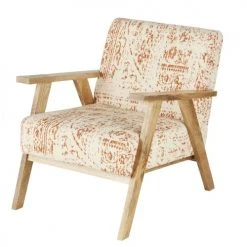 Maisons Du Monde Fauteuils Fauteuil En Coton Façon Tapisserie Multicolore Et Bois De Manguier