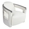 Now’s Home Fauteuils Fauteuil En Cuir Blanc Structure En Acier Inoxydable