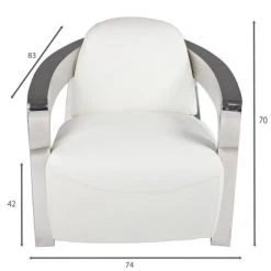 Now’s Home Fauteuils Fauteuil En Cuir Blanc Structure En Acier Inoxydable 2 Now’s Home Fauteuils Fauteuil En Cuir Blanc Structure En Acier Inoxydable -Fauteuils Shop fauteuil en cuir blanc structure en acier inoxydable 2