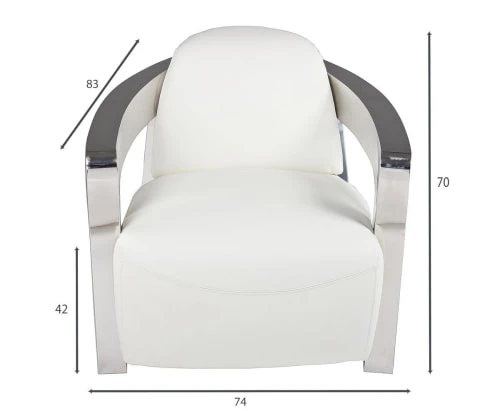 Fauteuil en cuir blanc structure en acier inoxydable Now’s Home Fauteuils Fauteuil En Cuir Blanc Structure En Acier Inoxydable -Fauteuils Shop fauteuil en cuir blanc structure en acier inoxydable 2
