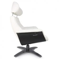 My New Design Fauteuils Fauteuil En Cuir Et Bois Noir - Cuir Blanc -Fauteuils Shop fauteuil en cuir et bois noir cuir blanc 2