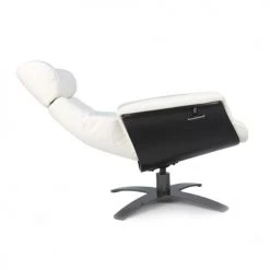 My New Design Fauteuils Fauteuil En Cuir Et Bois Noir - Cuir Blanc -Fauteuils Shop fauteuil en cuir et bois noir cuir blanc 3