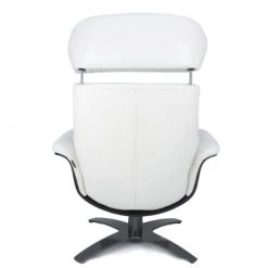 My New Design Fauteuils Fauteuil En Cuir Et Bois Noir - Cuir Blanc -Fauteuils Shop fauteuil en cuir et bois noir cuir blanc 5