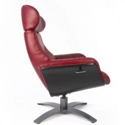 My New Design Fauteuils Fauteuil En Cuir Et Bois Noir - Cuir Rouge -Fauteuils Shop fauteuil en cuir et bois noir cuir rouge 2