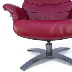 My New Design Fauteuils Fauteuil En Cuir Et Bois Noir - Cuir Rouge -Fauteuils Shop fauteuil en cuir et bois noir cuir rouge 4