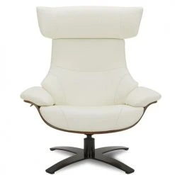 Fauteuils Shop -Fauteuils Shop fauteuil en cuir et chene naturel cuir blanc 1