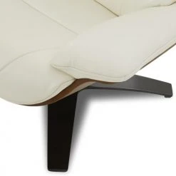 My New Design Fauteuils Fauteuil En Cuir Et Chêne Naturel - Cuir Blanc -Fauteuils Shop fauteuil en cuir et chene naturel cuir blanc 2