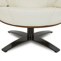 My New Design Fauteuils Fauteuil En Cuir Et Chêne Naturel - Cuir Blanc -Fauteuils Shop fauteuil en cuir et chene naturel cuir blanc 4