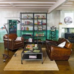 Maisons Du Monde Fauteuils Fauteuil En Cuir Marron Effet Vieilli -Fauteuils Shop fauteuil en cuir marron effet vieilli 1000 1 25 116383 5