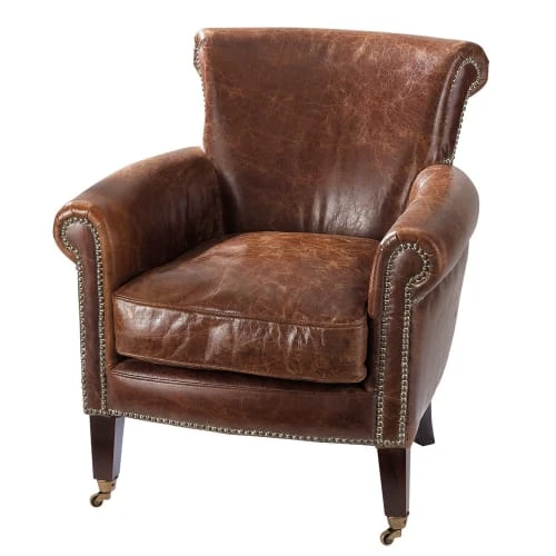 Fauteuil en cuir marron effet vieilli Maisons Du Monde Fauteuils Fauteuil En Cuir Marron Effet Vieilli -Fauteuils Shop fauteuil en cuir marron effet vieilli 1000 9 24 104984 11