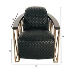 Now’s Home Fauteuils Fauteuil En Cuir Matelassé Noir Structure En Inox Cuivré 5 Now’s Home Fauteuils Fauteuil En Cuir Matelassé Noir Structure En Inox Cuivré -Fauteuils Shop fauteuil en cuir matelasse noir structure en inox cuivre 5
