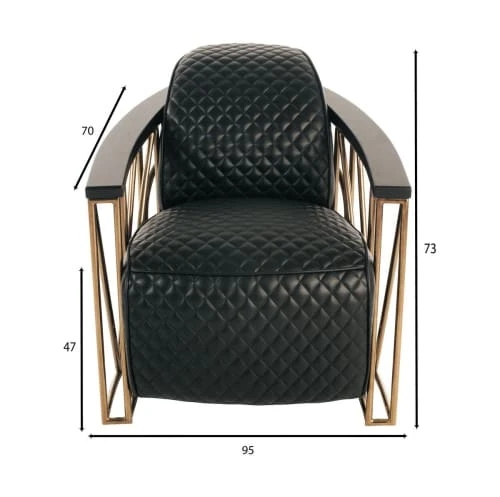 Fauteuil en cuir matelassé noir structure en inox cuivré Now’s Home Fauteuils Fauteuil En Cuir Matelassé Noir Structure En Inox Cuivré -Fauteuils Shop fauteuil en cuir matelasse noir structure en inox cuivre 5