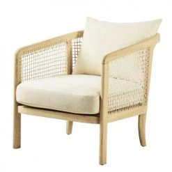 Maisons Du Monde Fauteuils Fauteuil En Frêne Avec Coussins En Coton Beige