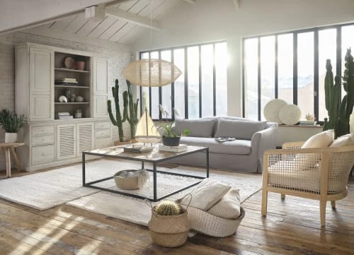 Fauteuil en frêne avec coussins en coton beige Maisons Du Monde Fauteuils Fauteuil En Frêne Avec Coussins En Coton Beige -Fauteuils Shop fauteuil en frene avec coussins en coton beige 1000 3 21 210310 6