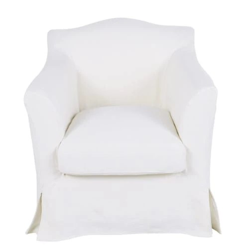 Fauteuil en lin froissé blanc Maisons Du Monde Fauteuils Fauteuil En Lin Froissé Blanc -Fauteuils Shop fauteuil en lin froisse blanc 1000 15 1 221729 1
