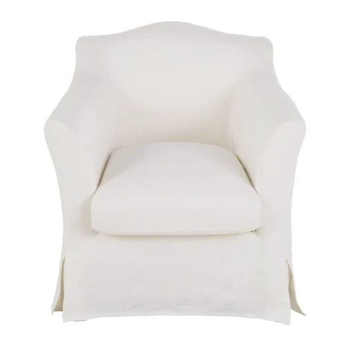 Fauteuil en lin froissé blanc Maisons Du Monde Fauteuils Fauteuil En Lin Froissé Blanc -Fauteuils Shop fauteuil en lin froisse blanc 1000 5 15 201489 1