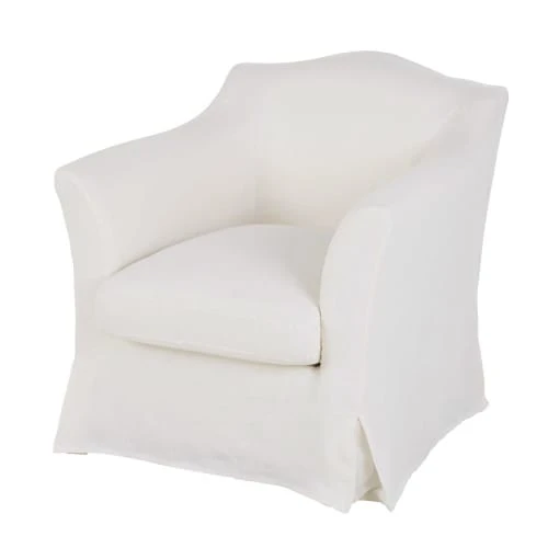 Fauteuil en lin froissé blanc Maisons Du Monde Fauteuils Fauteuil En Lin Froissé Blanc -Fauteuils Shop fauteuil en lin froisse blanc 1000 5 15 201489 2