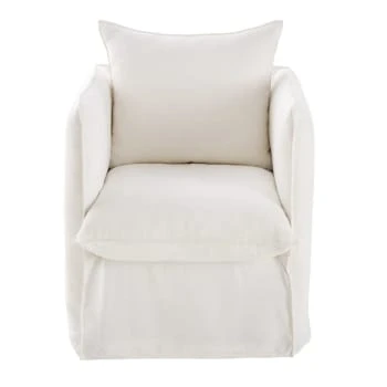 Fauteuil en lin supérieur blanc Maisons Du Monde Fauteuils Fauteuil En Lin Supérieur Blanc -Fauteuils Shop fauteuil en lin froisse blanc louvain 1000 0 29 201093 1 3
