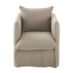 Maisons Du Monde Fauteuils Fauteuil En Lin Froissé Blanc -Fauteuils Shop fauteuil en lin froisse coloris beige ficelle louvain 1000 10 27 201460 1 1