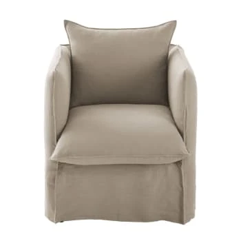 Fauteuil en lin supérieur blanc Maisons Du Monde Fauteuils Fauteuil En Lin Supérieur Blanc -Fauteuils Shop fauteuil en lin froisse coloris beige ficelle louvain 1000 10 27 201460 1 3