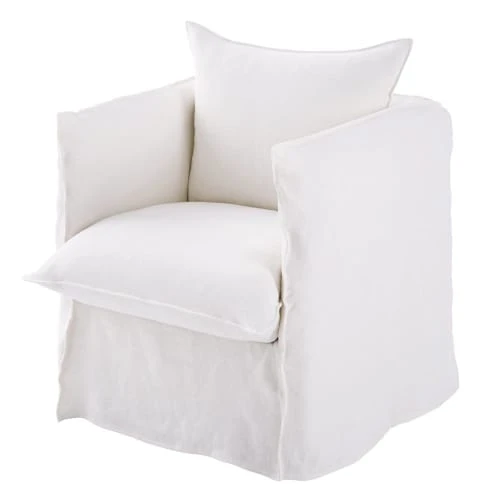 Fauteuil en lin supérieur blanc Maisons Du Monde Fauteuils Fauteuil En Lin Supérieur Blanc -Fauteuils Shop fauteuil en lin superieur blanc 1000 11 4 221691 2