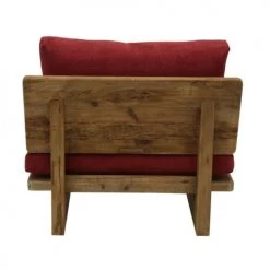 Grenier Alpin Fauteuils Fauteuil En Pin Recyclé Et Tissu Rouge -Fauteuils Shop fauteuil en pin recycle et tissu rouge 2