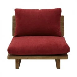 Grenier Alpin Fauteuils Fauteuil En Pin Recyclé Et Tissu Rouge