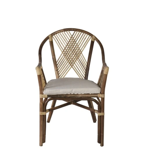 Fauteuil en rotin marron et polyester beige MOYCOR Fauteuils Fauteuil En Rotin Marron Et Polyester Beige -Fauteuils Shop fauteuil en rotin marron et polyester beige 1