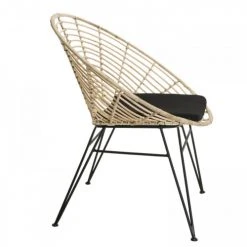 MACABANE Fauteuils Fauteuil En Rotin Naturel Coussin Noir Pieds Métal -Fauteuils Shop fauteuil en rotin naturel coussin noir pieds metal 4